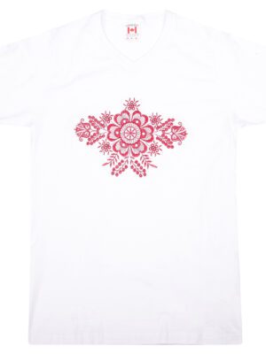 Ruby Flower - Embroidered Cotton T-Shirt