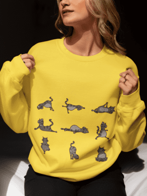 Yoga Cats - Cotton Sweatshirt for Yoga Lovers