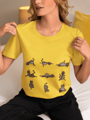 Yoga Cats - Cotton T-shirt for Yoga Lovers